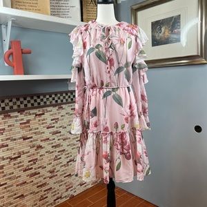 Ted Baker Chiffon floral cold shoulder dress